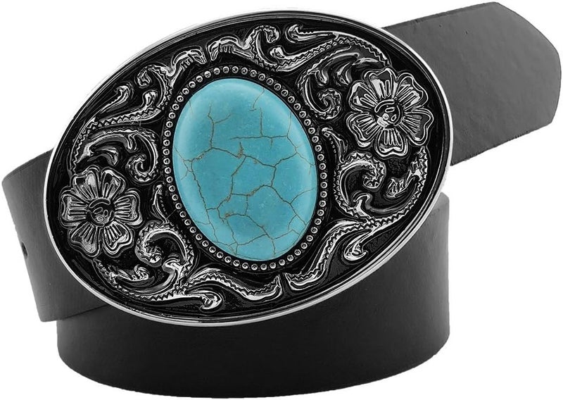 YOQUCOL Vintage American Western Cowboy Turquoise,Stone Belt Buckle for Men - Image 2